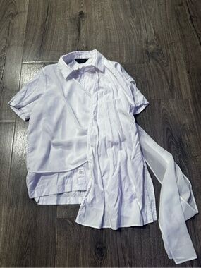 Initial women White Short-Sleeve Button Shirt with wrap size Xs/S